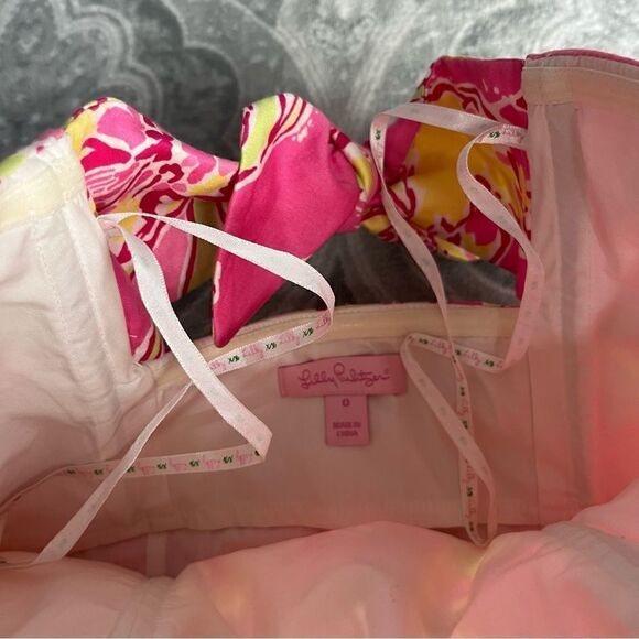 Lilly Pulitzer Franco Strapless Hotty Pink Daylily Tie Back - Picture 4 of 5